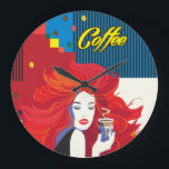 "Beautiful Fashion Woman with Coffee Cup" Pop Art Große Wanduhr<br><div class="desc">Grosse Wall Clock "Beautiful Fashion Woman with Coffee Cup" Pop Art Trendy Stylish Illustration,  Art Work Poster for Phantastisch Holiday Gifts and Prezents,  Wohngestaltung,  Art & Wall Décor,  Uhren Dekorative Produkt,  Large Wall Clock Modernes Design "Beautiful Fashion Woman with Coffee Cup" - Sammlung.</div>