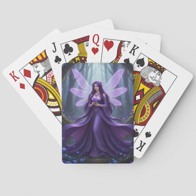 Beautiful February Amethyst Fairy Spielkarten (Rückseite)