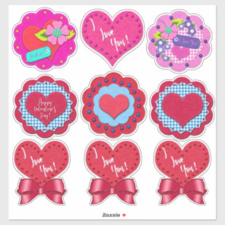 Beautiful Felt Look Valentine's Day Rounds  Aufkleber