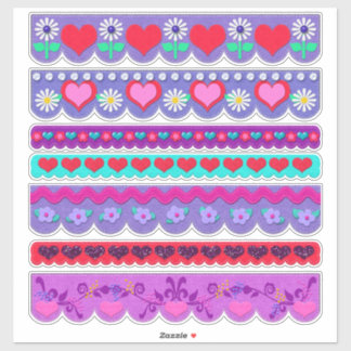 Beautiful Felt Style Valentine's Day Borders Aufkleber