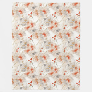 Beautiful Feminine Peach Red Floral Fleecedecke