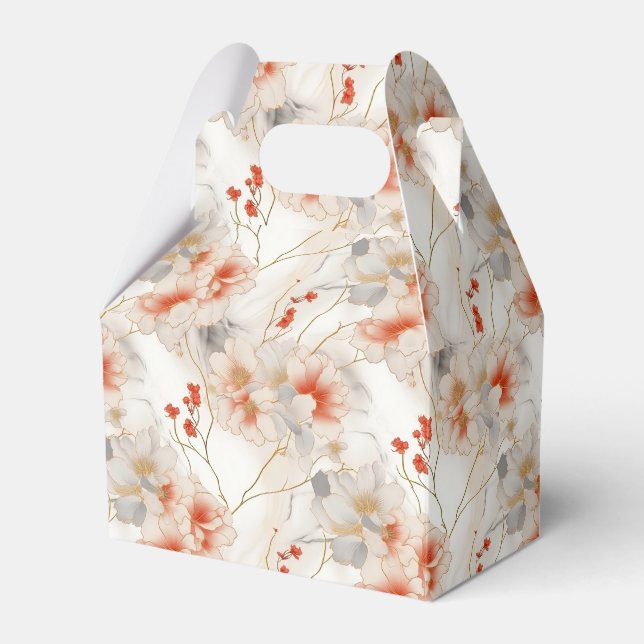 Beautiful Feminine Peach Red Floral Geschenkschachtel (Vorderseite)