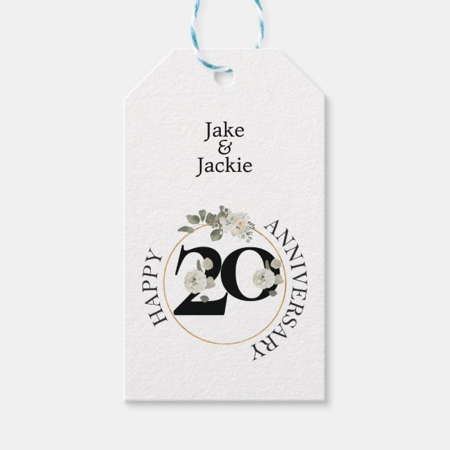 Beautiful Floral 20-jähriges Jubiläum Custom Gift  Geschenkanhänger (Vorderseite)
