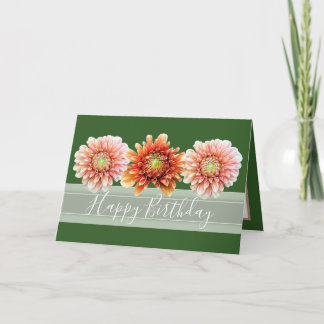 Beautiful Floral Bouquet Orange Dahlias Geburtstag Karte