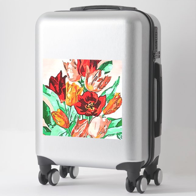 Beautiful Floral Bouquet Tulips Kontur Aufkleber (Koffer)