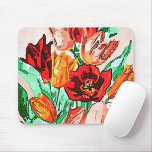 Beautiful Floral Bouquet Tulips Kontur Mousepad