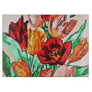 Beautiful Floral Bouquet Tulips Kontur Schneidebrett