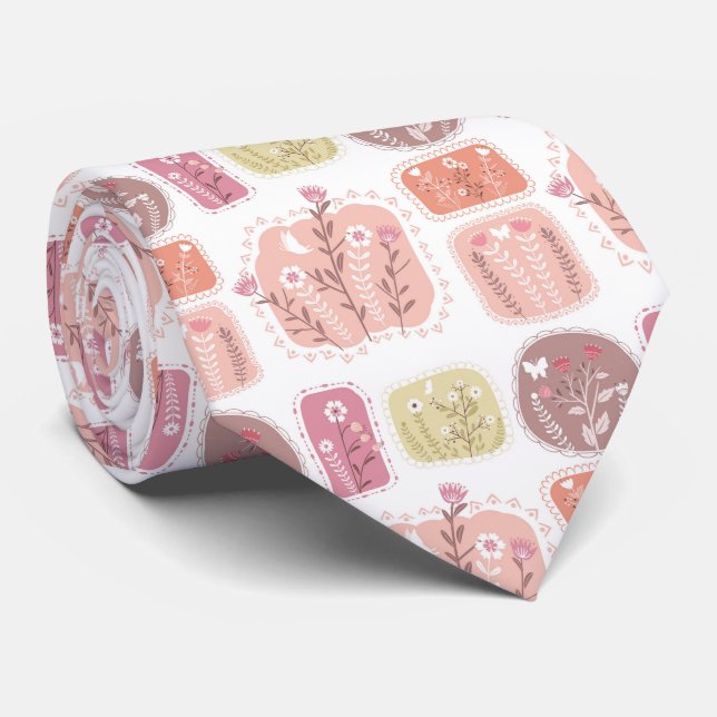 Beautiful Floral Butterfly Garden Neck Tie Krawatte (Gerollt)