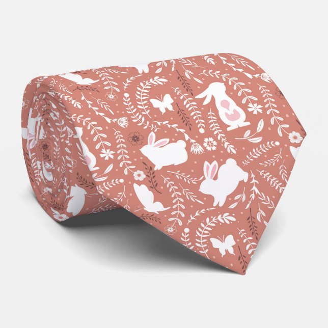 Beautiful Floral Butterfly Garden Neck Tie Krawatte (Gerollt)