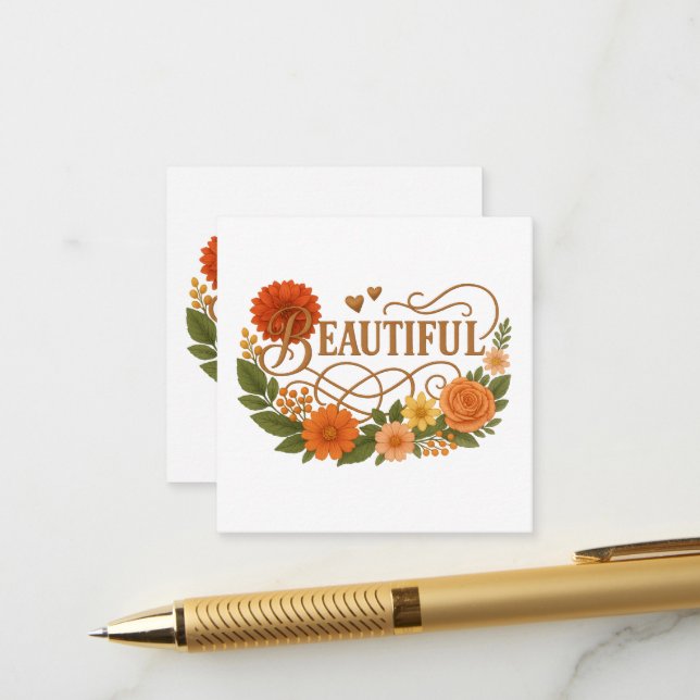 Beautiful Floral Gold Enclosure Card | Elegant  Begleitkarte (Vorderseite/Rückseite Beispiel)