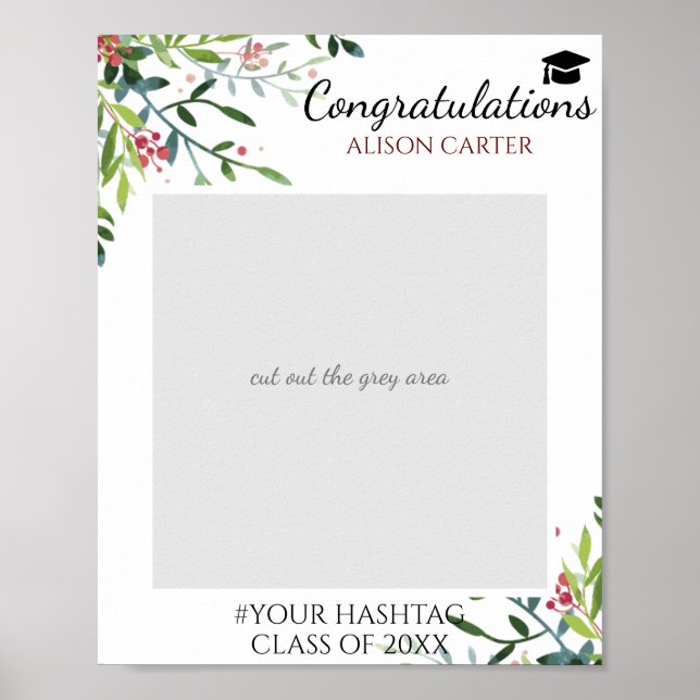 Beautiful Floral Graduation Party Foto Prop Poster (Vorne)