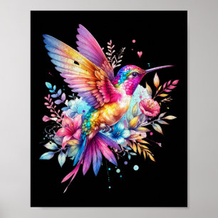 Beautiful Floral Hummingbird Spirituelle Krawatte  Poster