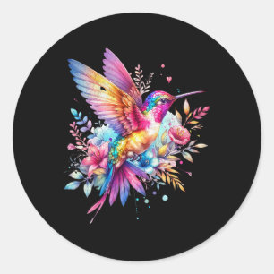 Beautiful Floral Hummingbird Spirituelle Krawatte Runder Aufkleber