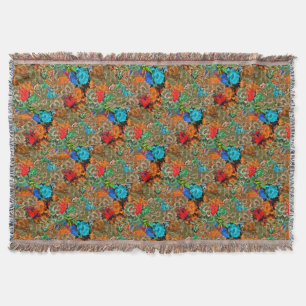 Beautiful Floral mehrfarbiges Muster Red Blue Decke
