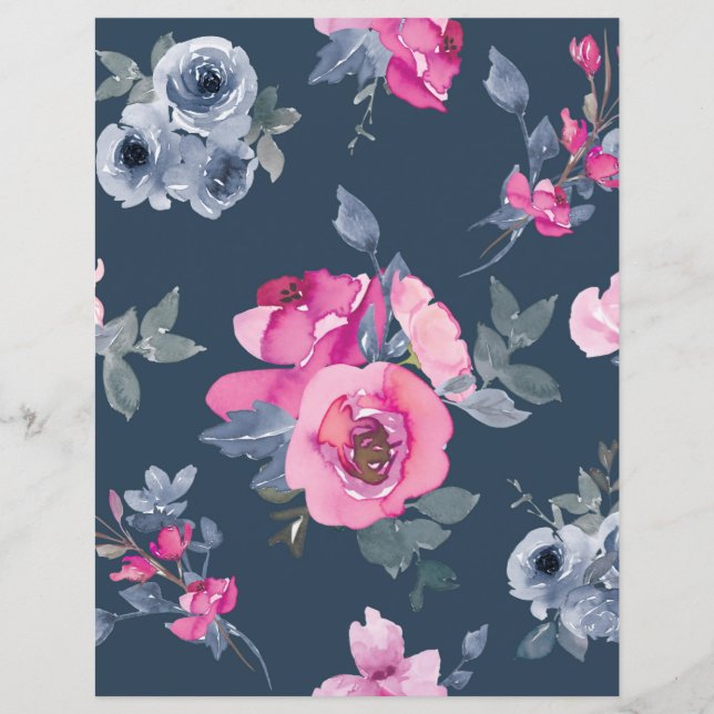 Beautiful floral pink and blue page (Devant)