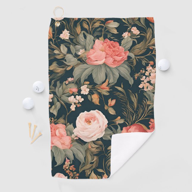 Beautiful Floral Rose Flowers Golfhandtuch (Insitu)