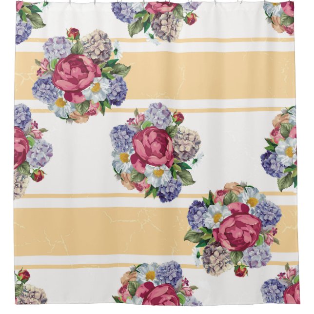 Beautiful floral seamless pattern with hydrangea p duschvorhang (Vorderseite)