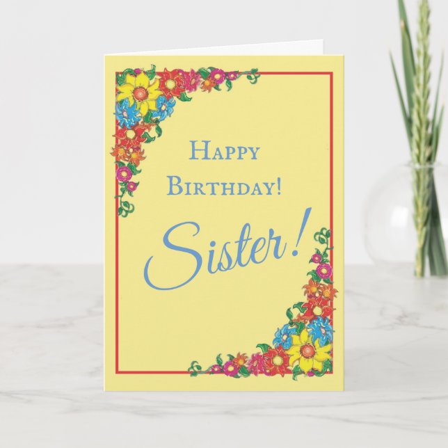 Beautiful Floral Sister Birthday Card Karte (Vorderseite)