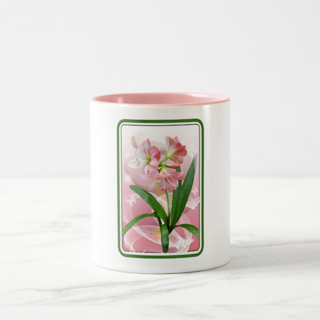 Beautiful Floral Themed Amaryllis Zweifarbige Tasse (Mittel)