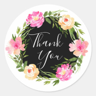 Beautiful Floral Wreath Vielen Dank Runder Aufkleber