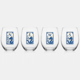 Beautiful Flow Blue Style Mahjong Wine Glasses Weinglas Ohne Stiel