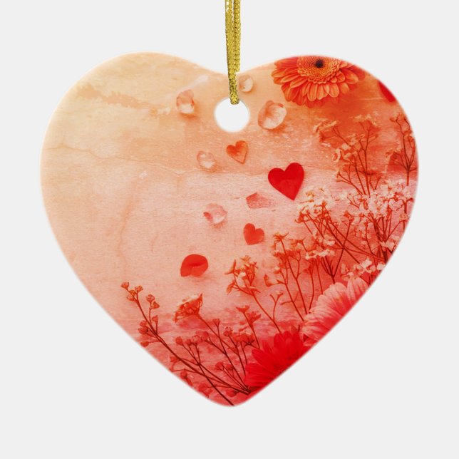 Beautiful Flowers on a Pink Valentines Day Tree Keramik Ornament (Vorne)