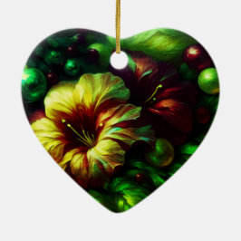 Beautiful Flowers on a Valentines Day Tree Keramik Ornament