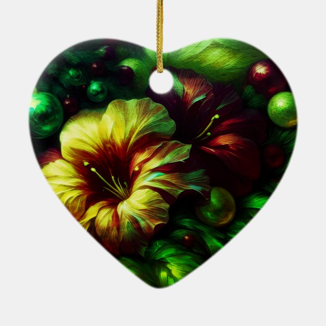 Beautiful Flowers on a Valentines Day Tree  Keramik Ornament (Hinten)