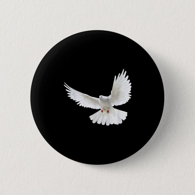 Beautiful Flying Peaceful White Dove Photo Silhoue Button (Vorderseite)