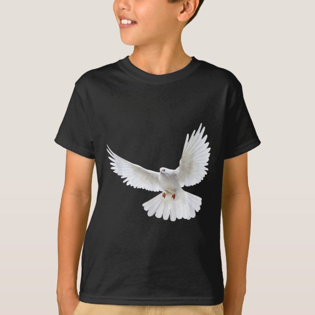 Beautiful Flying Peaceful White Dove Photo Silhoue T-Shirt (Vorderseite)