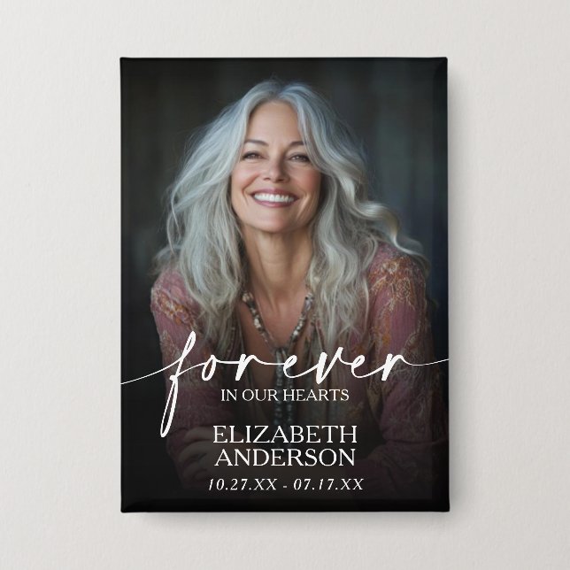 Beautiful Forever in our Hearts Photo Memorial Button (Vorderseite)