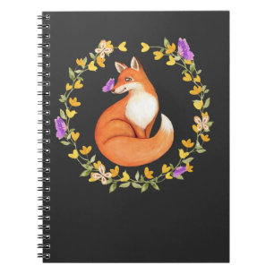 Beautiful Fox Floral Wreath Niedlich Butterfly Notizblock