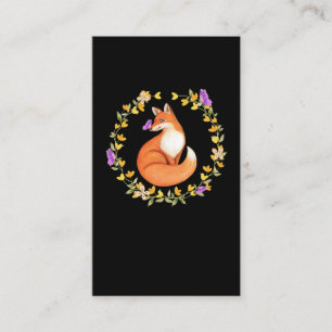 Beautiful Fox Floral Wreath Niedlich Butterfly Visitenkarte