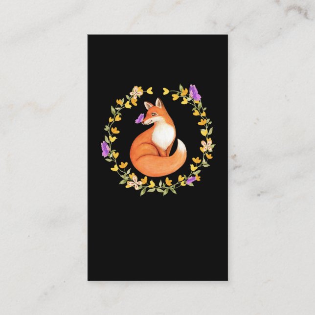 Beautiful Fox Floral Wreath Niedlich Butterfly Visitenkarte (Vorderseite)
