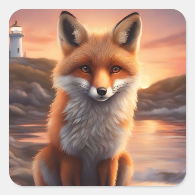 Beautiful Fox Quadratischer Aufkleber (Vorderseite)