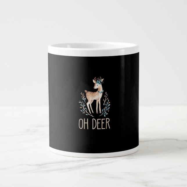 Beautiful Funny Deer Oh Deer Modern Design  Jumbo-Tasse (Vorderseite)