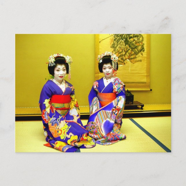 Beautiful Geishas/Grüße aus Japan Postkarte (Vorderseite)