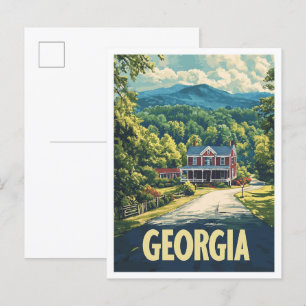 Beautiful Georgia USA Vintag Illustration Travel Postkarte