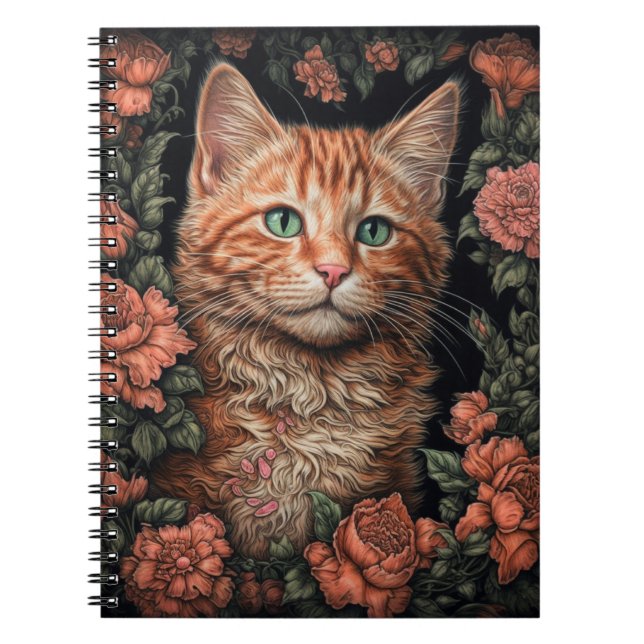 Beautiful Ginger Kitten und Blume Notizblock (Vorderseite)