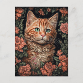 Beautiful Ginger Kitten und Blume Postcard Postkarte