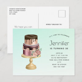 Beautiful Glam Party Cake Geburtstag Einladungspostkarte