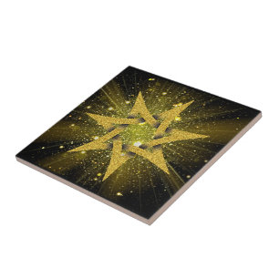 Beautiful Glitzer Gold Star Keramik Tile Fliese