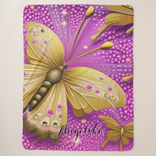 Beautiful Gold Butterfly Wasserfarbe Personalisier Sherpadecke