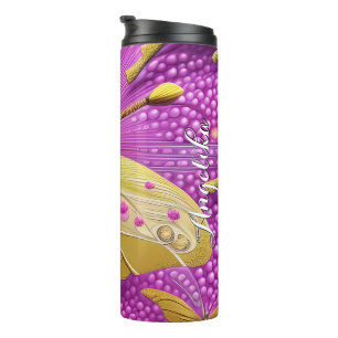 Beautiful Gold Butterfly Wasserfarbe Personalisier Thermosbecher