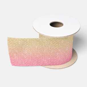 Beautiful Gold Pink Glitzer Ombre Satinband