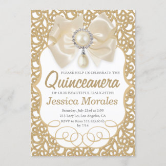 Beautiful Gold Quinceanera Feier Einladung
