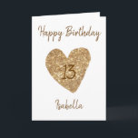 Beautiful Gold Watercolor Heart 13th Birthday Karte<br><div class="desc">Beautiful Gold Watercolor Heart 13th Birthday, Birthday Design Made for any granddaughter. If you're looking for some pretty granddaughter birthday cards, teenager birthday cards or thirteenth birthday cards, this one is for you. Das Design Feature hat Gold Heart, Something Attraactive and Beautiful, so, Don't hesitate to personalize in order to...</div>