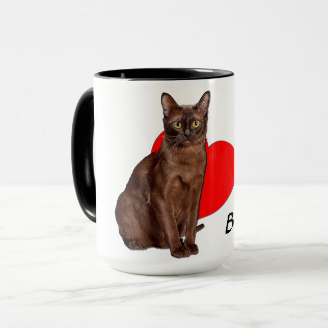 Beautiful Golden Burmese Katze Moggy Herzstück Lie Tasse (Vorderseite Links)