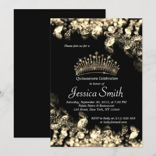 Beautiful Golden Diamond Quinceañera Einladung