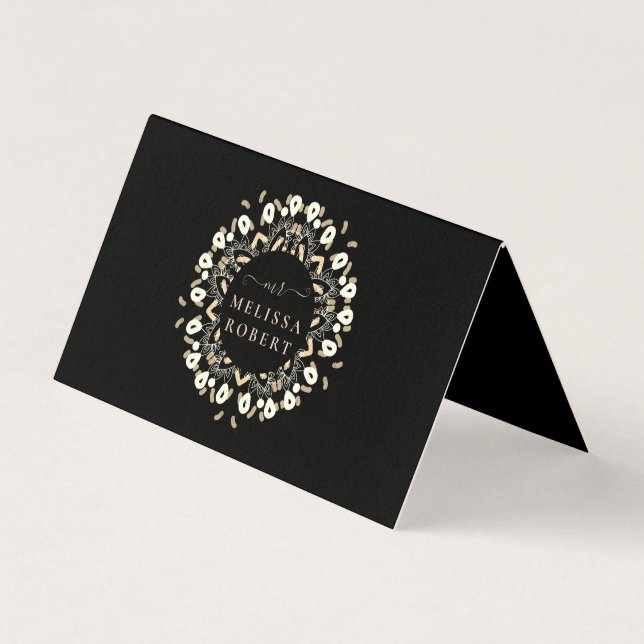 Beautiful Golden Floral Mandala Marbella Mit Monog Visitenkarten (Vorderseite)